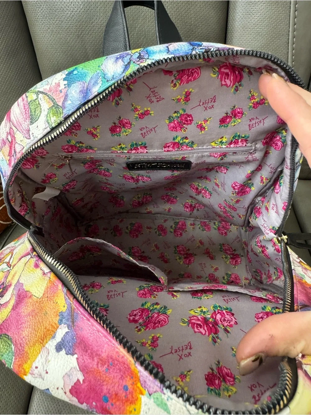 Betsey Johnson Watercolor Floral Backpack + Heart Coin Pouch